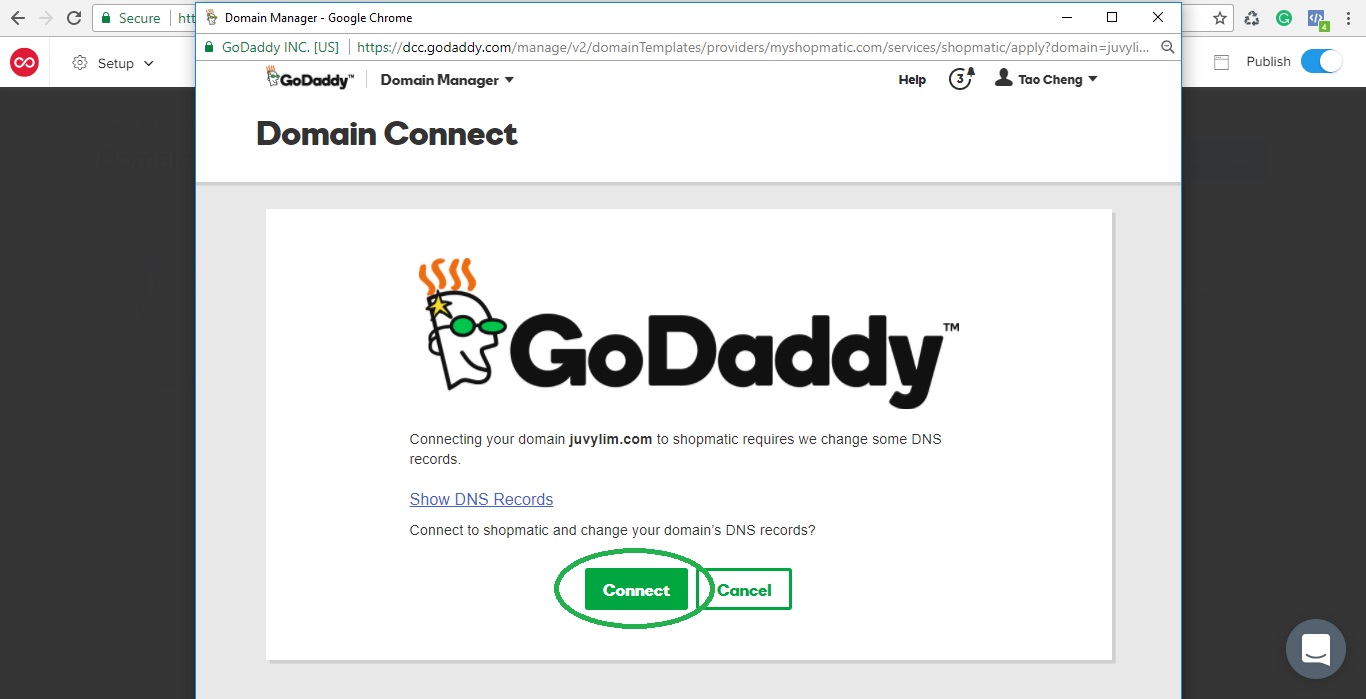 godaddy phpmyadmin connection string